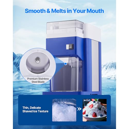 Image of VEVOR Commercial Ice Shaver Crusher, 265lbs Per Hour Electric Snow Cone Maker with 4.4lbs Ice Box, 650W Tabletop Shaved Ice Machine for Parties Events Snack Bar, Home and Commercial Use