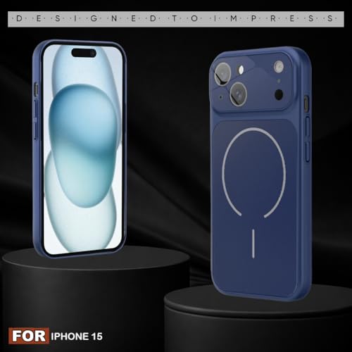 Image of SHINESTAR iPhone 15 Case - Premium Shockproof Protective Cover, Wireless Charging Compatible, Slim & Durable Luxury Back Cover with Camera Protection (Blue)