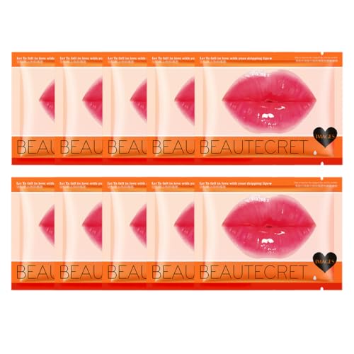 HQRKOTM Lippenmaske für die Lippen, Feuchtigkeitsspendende Lippenpads, Lippenschlafmaske zur Lippenpflege, 10 Stück (Kirsche)