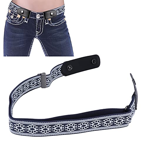 BOTEGRA Unisex Gürtel, stylischer längenverstellbarer Taillengürtel mit Schnalle vorne für Hosen Jeans Kleidung, Mäntel und Pullover(Printed blue) Cover