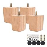 H枚he, Sofa-Beine, Holz-M枚belbeine, Set mit 4 Holz-Sofa-Beinen Solide -M枚belbeine, Sessel, Schrankf眉脽e, M8-Bolzen mit Montageplatte und Schrauben f眉r Ottomane, Couch-Kommode (6 cm)