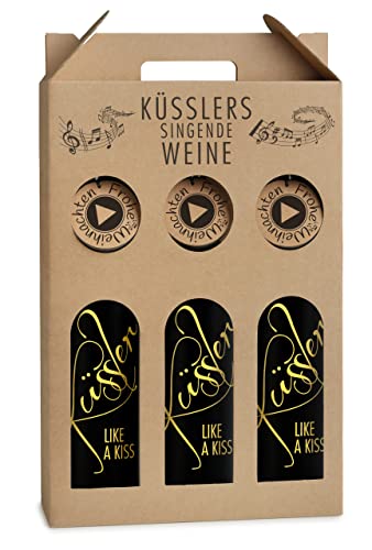 Neu! SINGENDER WEIN für WEIHNACHTEN - jeder Cuvée weiß/rot/rosé mit eigenem Weihnachtslied - im nachhaltigen Geschenkkarton - das ideale Weingeschenk! Cover