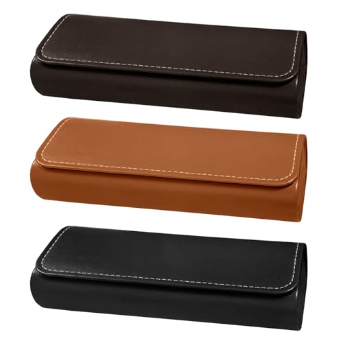 xiaoxiaozhijia 3 piezas Funda Gafas Rigida,Fundas Rígidas de Pu,Portátil para Estuche para Gafas Graduadas y Gafas de Lectura Estándar o de Tamaño Pequeño