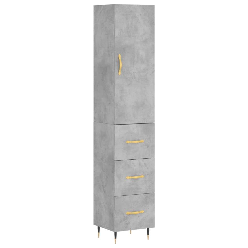 Armario alto de madera 180 cm y mueble columna gris hormigón