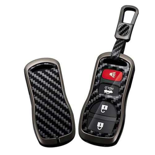 Coque de clé Nissan en métal carbone idéale pour protéger la télécommande noire d Altima au quotidien