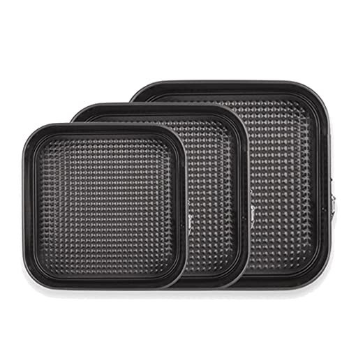 Sahkgye 3 Unids/Set de Latas de Pastel de Forma Cuadrada Molde Antiadherente para Hornear Bandejas para Hornear SartéN de Acero al Carbono Suministros de Cocina Accesorios