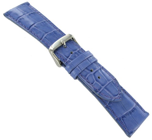 22mm DB Baby Crocodile Grain Lavender Purple Padded Stitched Watch Band