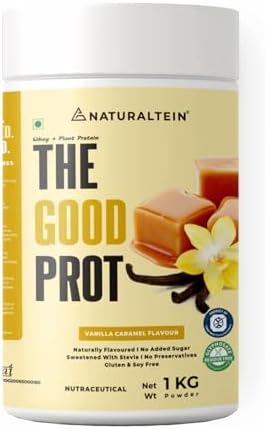 NATURALTEIN The Good Protein โ 1 kg (Vanilla Caramel) | Plant & Whey Blend | 22 g Protein per Serving | No Artificial Additives | Supports Muscle Growth, Recovery & Daily Energy