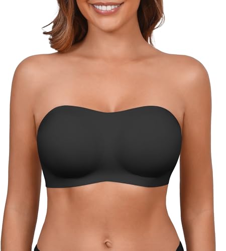 Image of DEANGELMON Strapless Bras for Women Seamless Padded Bandeau Bra Non-Slip Silicone Tube Top Wireless Push Up Bralettes