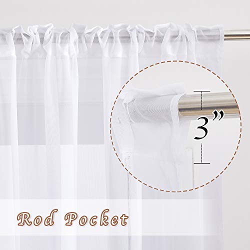 Nicetown White Window Sheer Curtain Panels - Window Treatment Rod Pocket And Back Tab Voile Sheer Curtains For Patio/Villa/Wedding/Sliding Door (Set Of 2, 54 Wide X 95 Inch Long) #TOP2