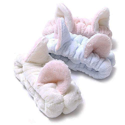 3 PCS Women Ears Headbands - Cute Make Up Plush Cat Headband Soft Stretch Fuzzy Cosplay Costume & Hair Accessories Wash Face Shower Cosmetic Cloth Headwrap Kit for Fashion Adult Women Teen Girls Kids