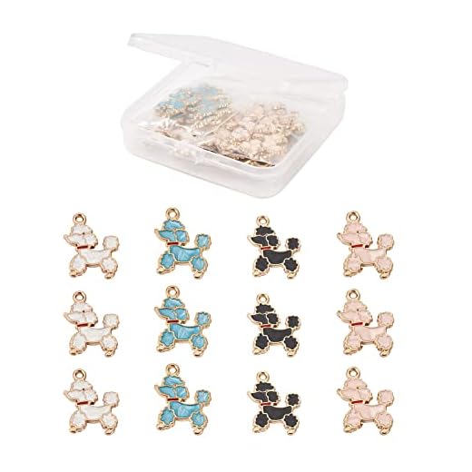 Craftdady 40 dijes esmaltados de caniche de perro de aleación chapada en oro de 21 x 16,5 mm para hacer collares de perro, pulseras, joyería y manualidades