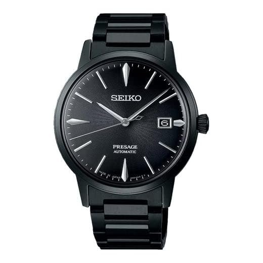 Relógio masculino automático SEIKO SRPJ15 – Coleção Presage – mostrador rico em preto – aço inoxidável, acabamento iônico preto – resistente à água até 50 m