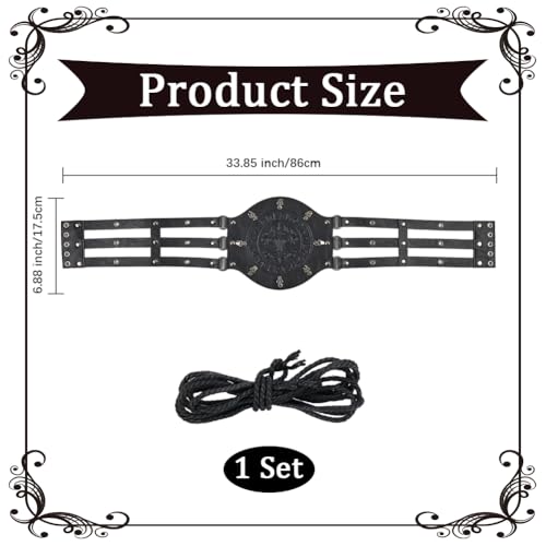 GORGECRAFT Black Viking Wide Waist Belt Medieval Norse Embossed Waist Armor Barbarian PU Leather Belt Vintage Knight Corset Costume for Men Women Renaissance LARP Warrior Cosplay2