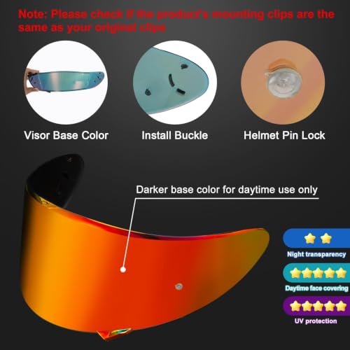 Image of psler CWR-1 Visor- RF-1200 Visor X14 Face Shield Replacement for CWR-1 RF 1200 X-Spirit NXR Z7 X14 NX NZ,Deep Gold Red