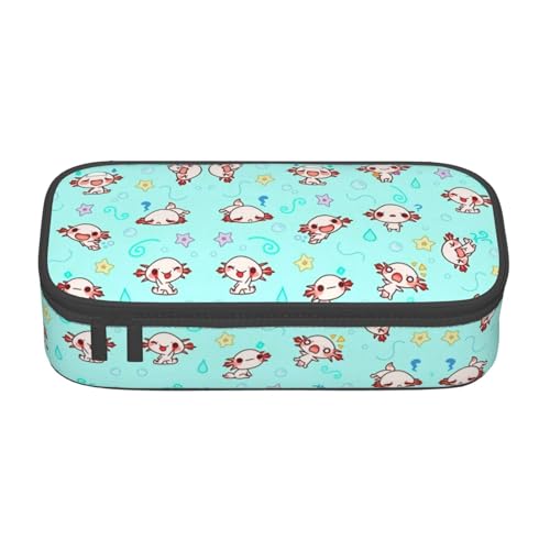 Image of Cute Kawaii Axolotl Pencil Case Big Capacity Storage Pencil Pouch Stationery Bags With Zipper Portable Pen Holder Box Organizer For Boys Student College School Office Supplies