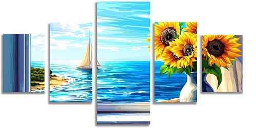 Broderie Diamant Kit Complet Grand Format | Mefooge 5D Diamond Painting Tournesol pour Adulte