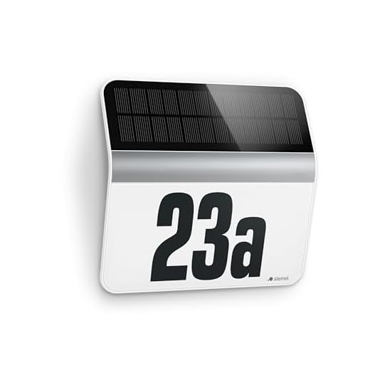 STEINEL solcellslampa med husnummer XSolar LH-N, skymningsrelä med ljussensor, max 0,03 W, LED-modul, IP44, rostfritt stål