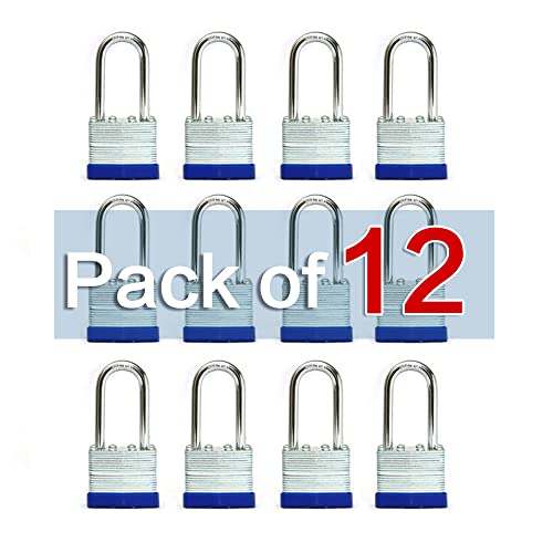Lanube Lock Laminated Keyed Padlock (1-9/16", 40Mm), Keyed Alike Locks, Long Shackle, Pack Of 12 #TOP7