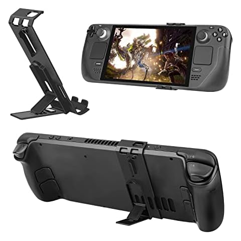 Kick Stand for Steam Deck Console Accessories, 3 Adjustable Angles Stable Foldable and Portable Magnetic Adsorption Base with Charging and Dissipation Hole Cover