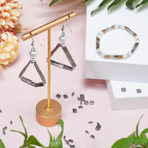 CREATCABIN 300Pcs 2 Hole Half Tila Beads 3 Size Mix Glass Seed Beads Rectangle 1/4 Tila Bead Mini Electroplate With Plastic Container Gunmetal Plated for Craft Bracelet Necklace Earring Jewelry Making - Image 4