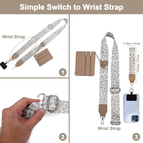 Image of XANGNIER Clip and Go Strap for Phone with Wallet Crossbody, Phone Strap with Zippered Wallet, Adjustable Anti Theft Cellphone Lanyard for Women, Cellphone Chain Accessories,Multicolor 16