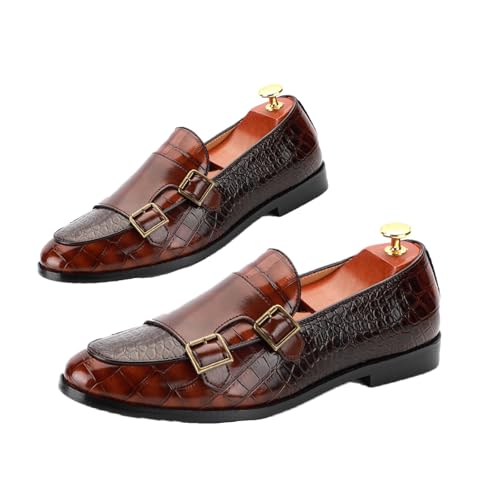 Men's Double Monk Strap Slip On Loafers Leather Formal Business Casual Comfortable Dress Shoes for Men3
