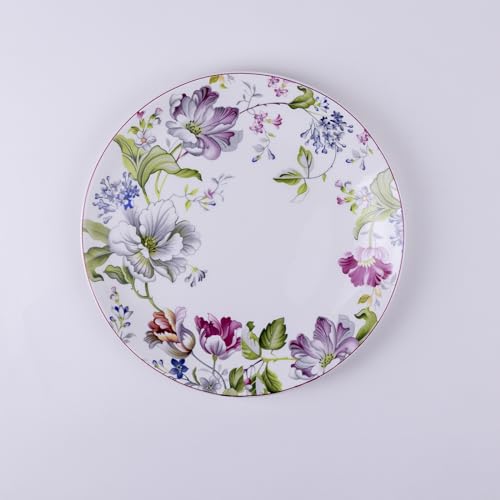 Image of GOLDEN QUEEN'S 18 Piece Dinner Set - Serving 6 | Perfect for Hosting and Daily Meals | Microwave Safe | Includes 6 Dinner Plates, 6 Small Bowls & 6 Side Plates (Garden Splendor)