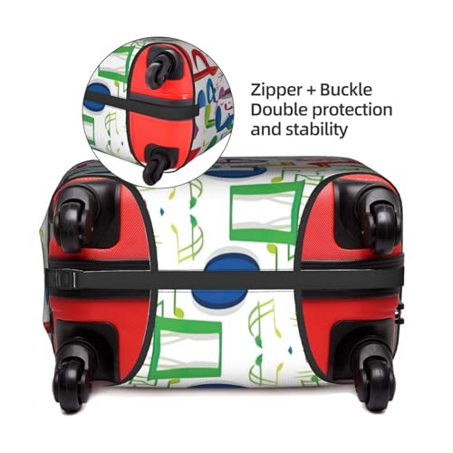 Colorful Music Notes 1 Print Personalized Travel Luggage Cover With Zipper, Elastic Luggage Cover,For Daily Use4