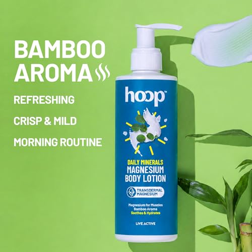 Image of hoop Magnesium Body Lotion Daily Minerals | Magnesium Lotion For Body Relaxation, Post Workout | Moisturizer With Bamboo Aroma For Women & Men | 250 ml