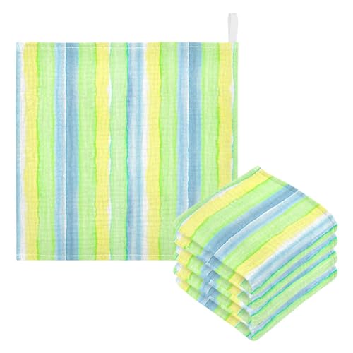 Kigai Colorful Stripes Baby Washcloths,5pcs Ultra Soft Absorbent Towel,Newborn Bath Face Towel, Natural Reusable Baby Wipes for Sensitive Skin, Baby Registry as Shower