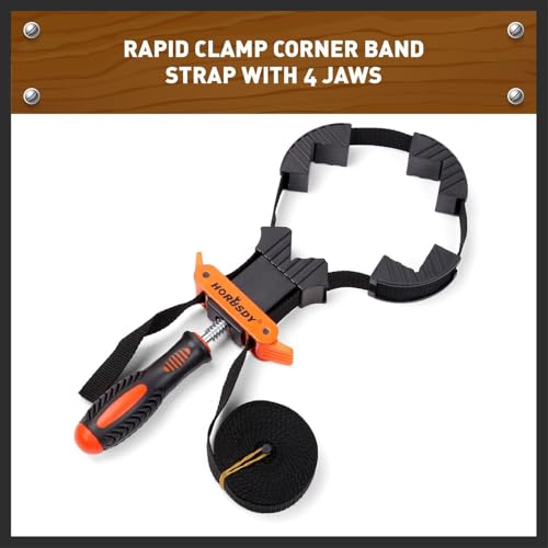 HORUSDY 4-Piece Band Clamp, Woodworking Frame Clamp Strap Holder for Picture Strap Clamp Strap Clamp (4-Piece Band Clamp) - Image 6