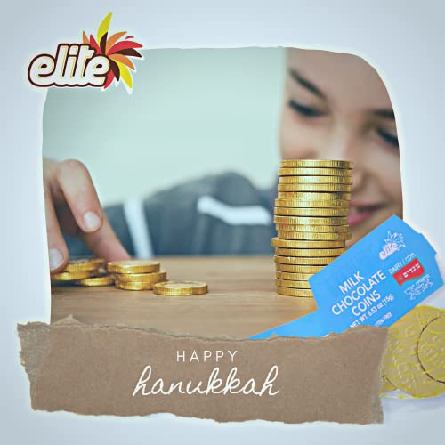 Elite Milk Chocolate Gold Coins, Individually Wrapped, Mesh Bags Filled With Menora Embossed Hanukkah Gelt Coins, Gluten Free, 0.53 Ounce (Pack Of 24) #TOP3
