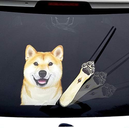 Shiba Inu "Doge" Waving Dog WiperTags Decal attaches to Rear Vehicle Wiper Blade. Made in USA. image 2