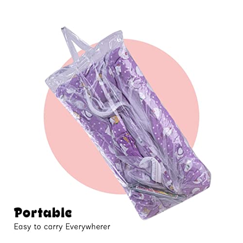 Image of BAYBEE LunaNest Hanging Cradle for New Born Baby | Baby Swing with Mosquito Net and Spring | Portable Thottil /Uyyala /Jhula for Kids with Bedding Set for 0 to 2 Years Boys Girls (Voilet)