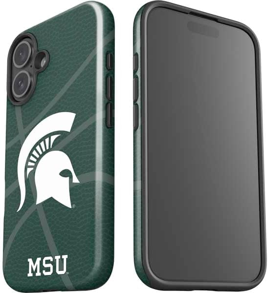 Skinit Impact Phone Case Compatible with iPhone 16 - Officially Licensed Michigan State University Green Basketball Design