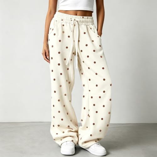 Polka Dot Pants for Women Wide Leg Elastic Waist Plus Size Baggy Sweatpants - image 2