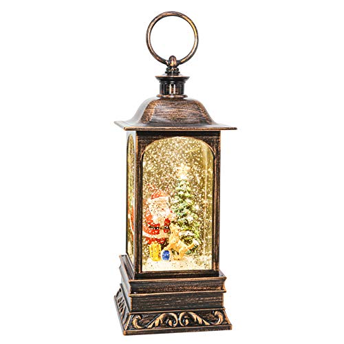 Snowglobes Christmas with Timer, Santa Claus Decoration LED Lantern with Glitter Great and Home Decoration (No Music)