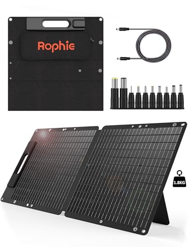 Rophie Panel solar plegable de 60 W, panel solar monocristalino portátil flexible con salida USB/tipo C/DC para portátil, estación de energía portátil, 1,8 kg, ultraligero, IPX67 para camping, viajes,