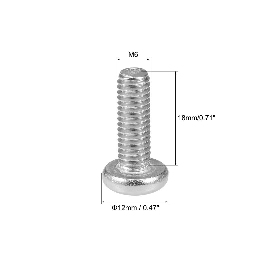 TOP-VIGOR 10Pcs Cross Pan Head Machine Screws, M6x18mm Phillips Round Head Screws Bolts for Machinery Furniture, Car - Image 2