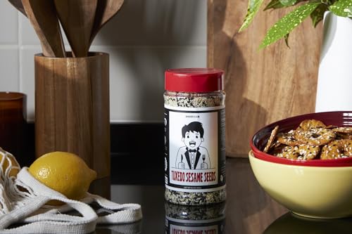 Bakers Club 8.5oz Mixed Black and White Sesame Seeds - Tuxedo blend for Sushi, Tuna, Stir Fry, Bread, Poke Bowls - Kosher, Gluten Free, Rich in Sesame Oil - Ideal for Toasting, Cooking, Baking