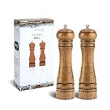 YEENAIV 2 Piezas Molinillo de Pimienta, Molinillos de Sal y Pimienta Pimentero de Madera Molinillo Sal, Salero y Pimentero para Varias Especias Ajustable Fuerte 8 Pulgadas
