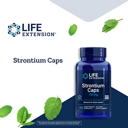 Life Extension Strontium Caps 750 Mg - Bone Health Supplement - Supports Bone Tissue Density & Promotes Healthy Bone Aging – Non-Gmo, Gluten-Free – 90 Vegetarian Capsules #TOP3