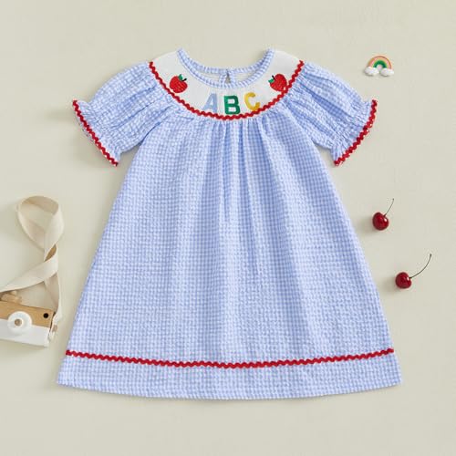 Toddler Little Baby Girl Summer Outfit Smocked Dress Puff Short Sleeve Stripes Dresses Kids Boutique Clothing2
