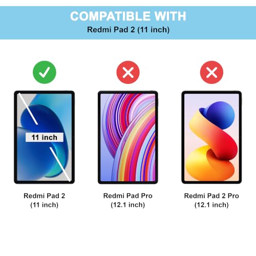 Image of CEDO Smart Case for Redmi Pad 2 (11 in) Tri-Fold Flip Folio Cover | Pencil Holder | Auto Wake-Up /Sleep Mode | Multi View Angles Stand TPU Backcover (Black)
