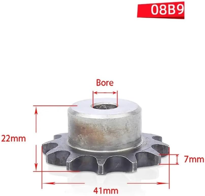 Mechanical Roller Chain Sprockets Tooth Roller Chain Sprocket,1Pcs 9-24 Tooth A3 Steel 08B Chain Drive Sprocket Roller Chain Gear Pitch 12.7mm Industrial Sprocket Wheel(9 Teeth)