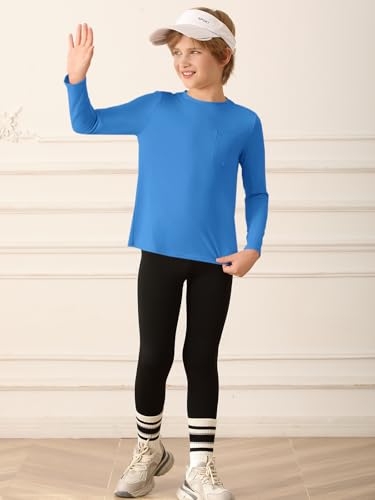 Haloumoning Boys Mesh Long Sleeve Athletic Shirts Kids Quick Dry Active Tops Tees with Chest Pocket 5-14 Years4