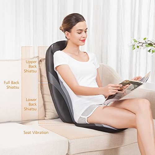 Image of Snailax Shiatsu Massage Cushion with Heat Massage Chair Pad Kneading Back Massager for Pain Relief Deep Tissue 3D Roller Travel Up /Down to Relax Tense Muscle, Office Home Use