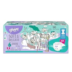 bella baby Happy Windeln Größe 6 Junior Extra 15+ kg 96 Stück, DERMATEST & OEKO TEX Siegel, Babywindeln Einweg