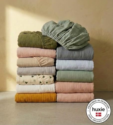 Image of Crib Sheets - Organic Cotton Muslin Fitted Crib Sheet - Standard Size for Baby Boys 28 inch x 52 inch Ultra-Soft and Breathable. 2-Pack(Baby Blue /Fog)